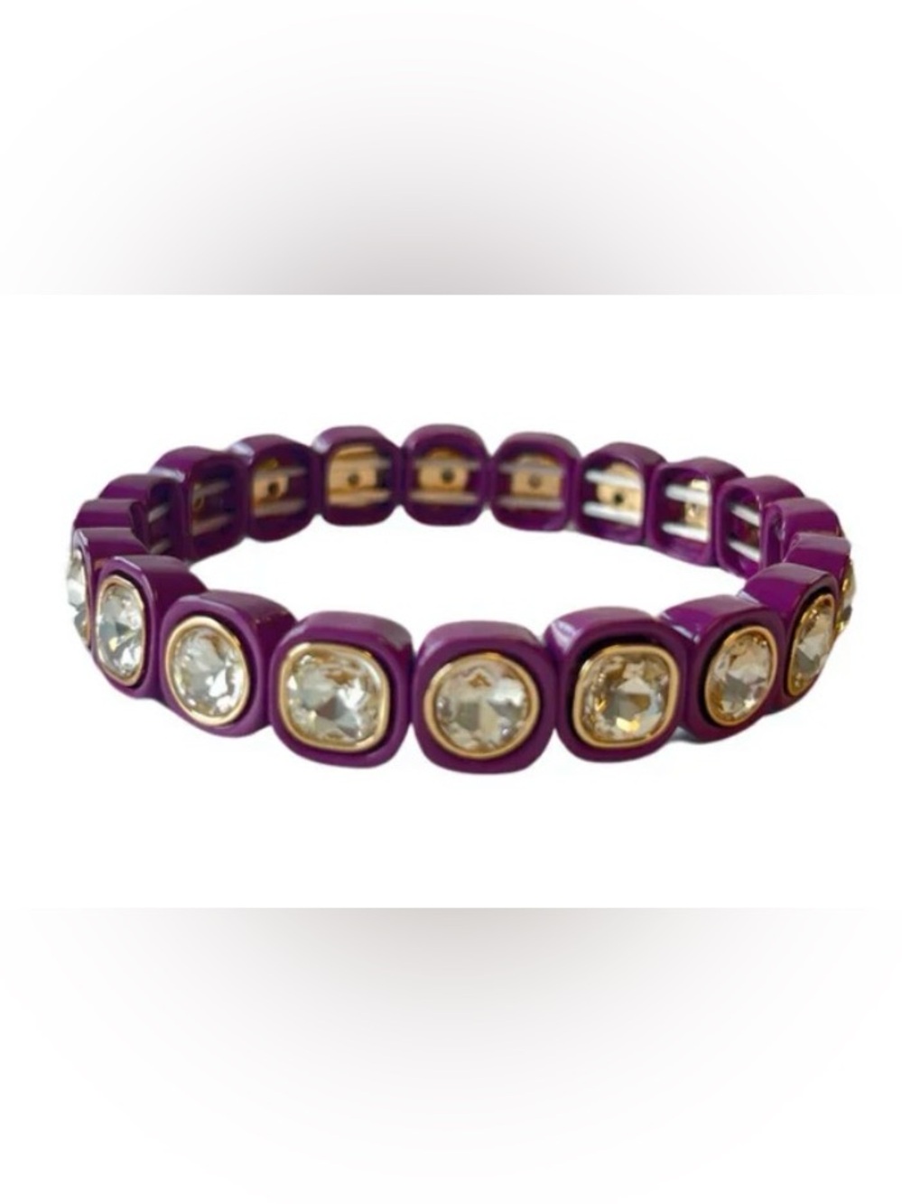 Smith & Co City Girl Petite Stretch Jewel Bracelet Plum Purple NEW WITHOUT TAGS